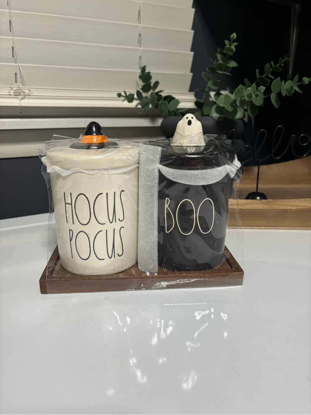 Halloween Hocus Pocus & Boo Ceramic Canister Set - Black and Cream